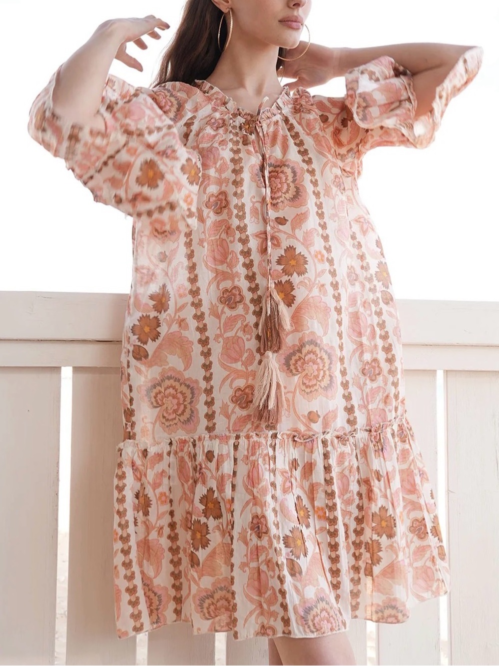 Debbie Katz Zandera Dress Medium 100% weightless cotton Romantic oversized tunic